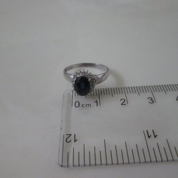 Platinum Pt900 Sapphire Diamond Ring - Picture 6 of 7